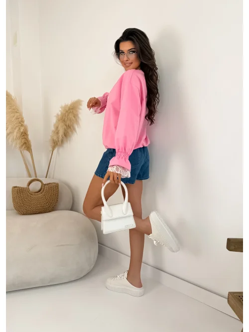 Bluza damska Be You z koronką i ozdobnym rękawem